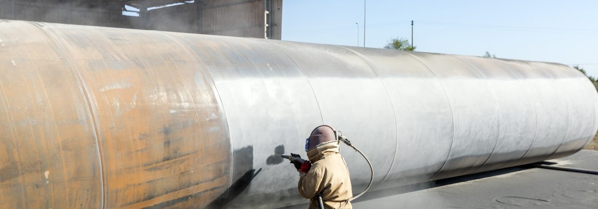 Abrasive blasting more commonly known as sandblasting is the operation of forcibly propelling a stream of abrasive material against a surface under high pressure.